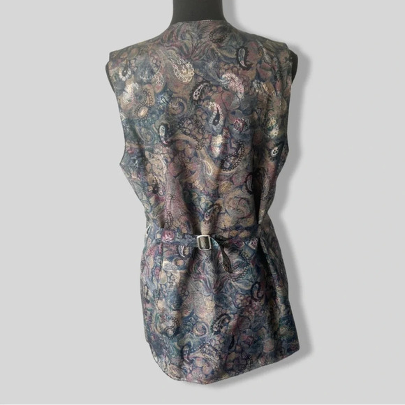 Vintage Cleo Shimmer Paisley Print Long  Length Vest Made in Canada - Picture 3 of 12